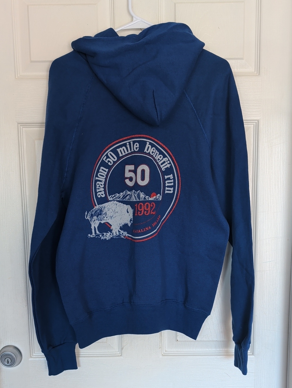 Avalon 50 Mile Benefit Run 1992 Vintage Lee Pullover Hooded Sweater Men Sz L